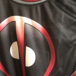 Deadpool Logo Black Athletic Tank - Red and White Graphic